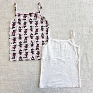 Hanna Andersson Disney Minnie Mouse and Solid White Organic Cami 2-pack EUC 6-8